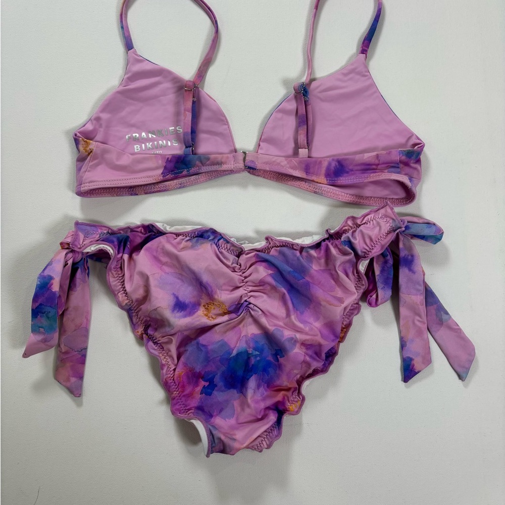 Frankie's Bikinis Pink and Purple Floral Tie-Side Bikini - Picture 3 of 8